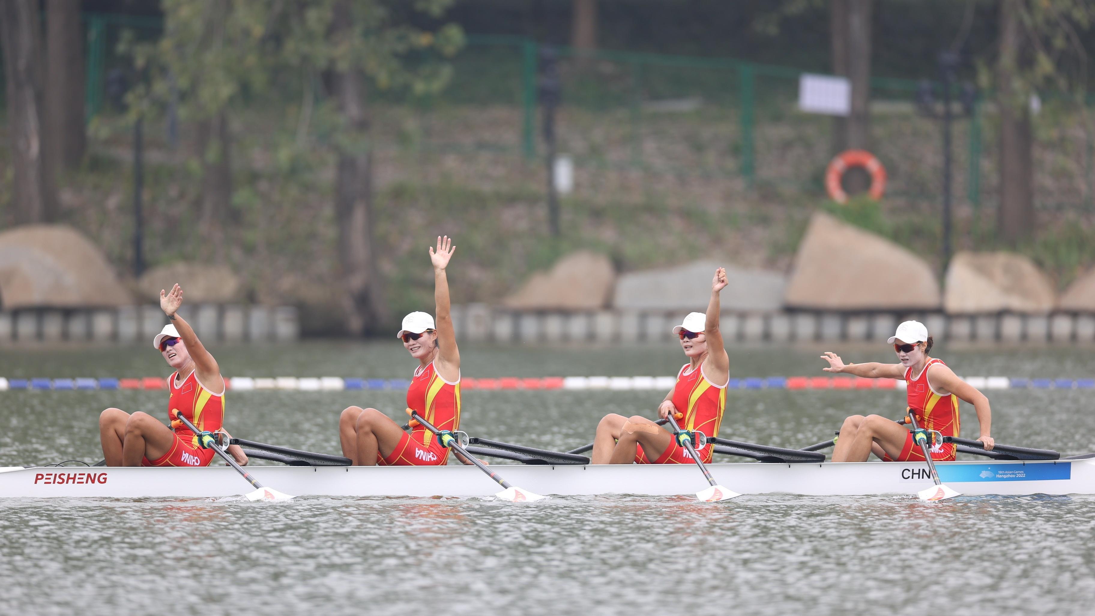 中国赛艇队第9金！女子四人双桨金牌，拿下！